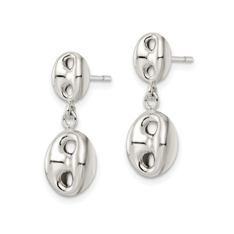 Sterling Silver Dangle Earrings with Oval and Marquise Cutout Geometric Design