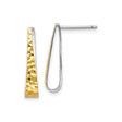 Sterling Silver Dangle Earrings with Elongated Teardrop Design and Hammered 14K Gold Plated Accent