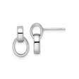 Sterling Silver Drop Stud Earrings with Modern Double Hoop Design, Polished Minimalist Style