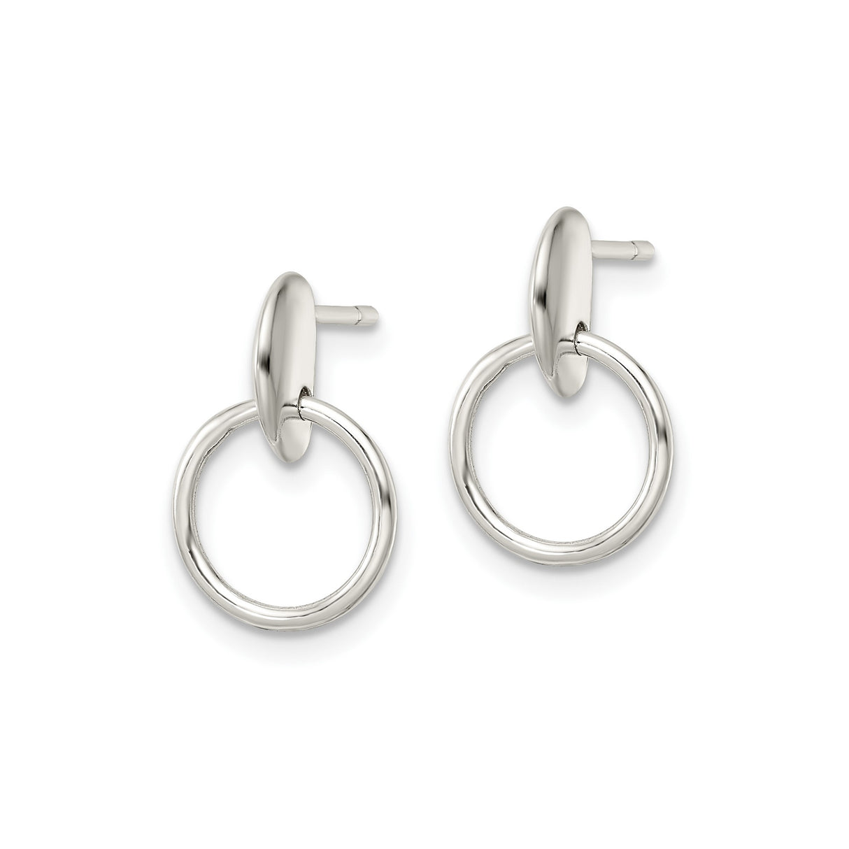 Sterling Silver Circle Drop Stud Earrings with Open Geometric Design for Women