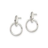 Sterling Silver Circle Drop Stud Earrings with Open Geometric Design for Women