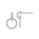 Sterling Silver Circle Drop Stud Earrings with Open Geometric Design for Women