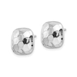 Sterling Silver Hammered Square Stud Earrings with Textured Cushion Design