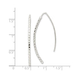 Sterling Silver Threader Earrings with Curved Bar Design and Diamond Cut Texture