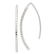 Sterling Silver Threader Earrings with Curved Bar Design and Diamond Cut Texture