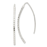 Sterling Silver Threader Earrings with Curved Bar Design and Diamond Cut Texture