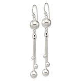 Sterling Silver Dangle Earrings with Triple Chain Drops and Polished Ball Accents