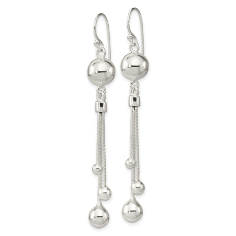 Sterling Silver Dangle Earrings with Triple Chain Drops and Polished Ball Accents