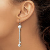 Sterling Silver Dangle Earrings with Triple Chain Drops and Polished Ball Accents