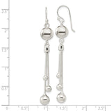 Sterling Silver Dangle Earrings with Triple Chain Drops and Polished Ball Accents