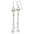 Sterling Silver Dangle Earrings with Triple Chain Drops and Polished Ball Accents