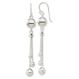 Sterling Silver Dangle Earrings with Triple Chain Drops and Polished Ball Accents