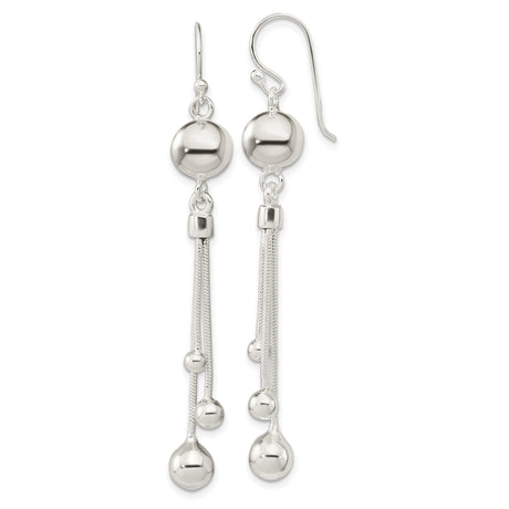 Sterling Silver Dangle Earrings with Triple Chain Drops and Polished Ball Accents