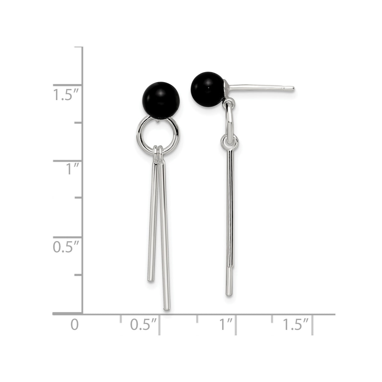 Sterling Silver Drop Earrings with Black Onyx, Modern Geometric Design for Women
