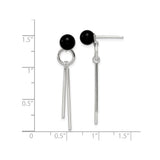 Sterling Silver Drop Earrings with Black Onyx, Modern Geometric Design for Women