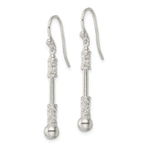 Sterling Silver Dangle Earrings with Elongated Bar and Floral Filigree Design