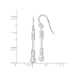 Sterling Silver Dangle Earrings with Elongated Bar and Floral Filigree Design