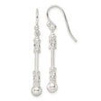 Sterling Silver Dangle Earrings with Elongated Bar and Floral Filigree Design