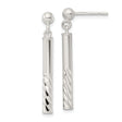 Sterling Silver Dangle Earrings with Polished Vertical Bar Drops and Textured Ends
