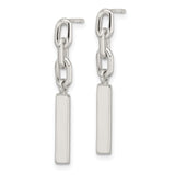 Sterling Silver Drop Earrings with Bar Dangles, Chain Link Design, Modern Minimalist Style