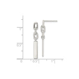 Sterling Silver Drop Earrings with Bar Dangles, Chain Link Design, Modern Minimalist Style