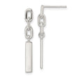 Sterling Silver Drop Earrings with Bar Dangles, Chain Link Design, Modern Minimalist Style