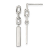 Sterling Silver Drop Earrings with Bar Dangles, Chain Link Design, Modern Minimalist Style
