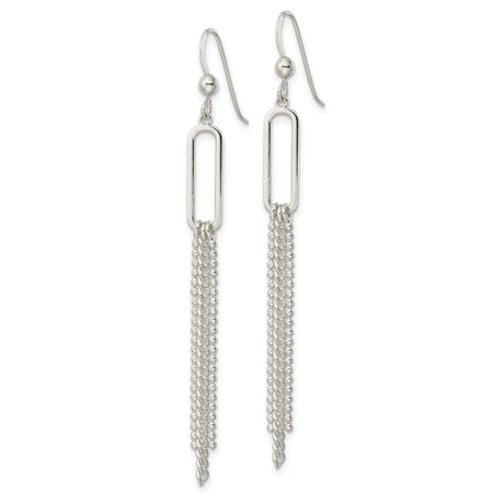 Sterling Silver Dangle Earrings with Long Linear Multi-Strand Chain Design for Women