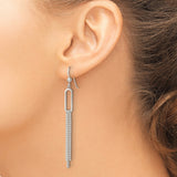 Sterling Silver Dangle Earrings with Long Linear Multi-Strand Chain Design for Women