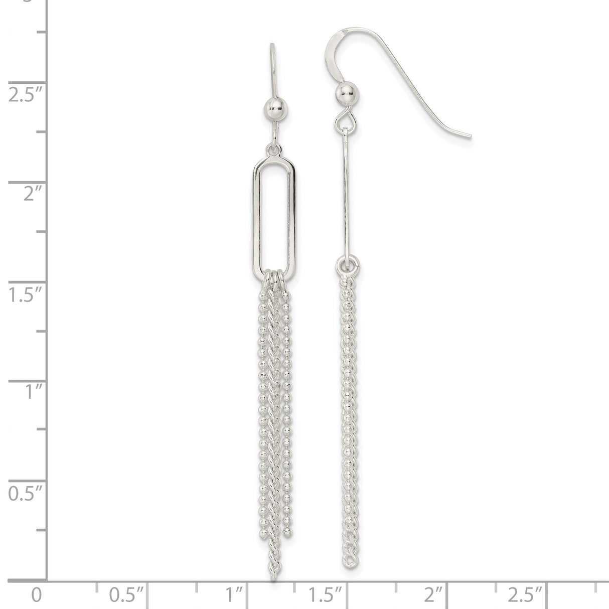 Sterling Silver Dangle Earrings with Long Linear Multi-Strand Chain Design for Women