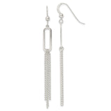 Sterling Silver Dangle Earrings with Long Linear Multi-Strand Chain Design for Women