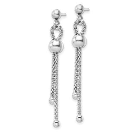 Sterling Silver Dangle Earrings with Multi-Strand Chain Tassels and Polished Bead Accents