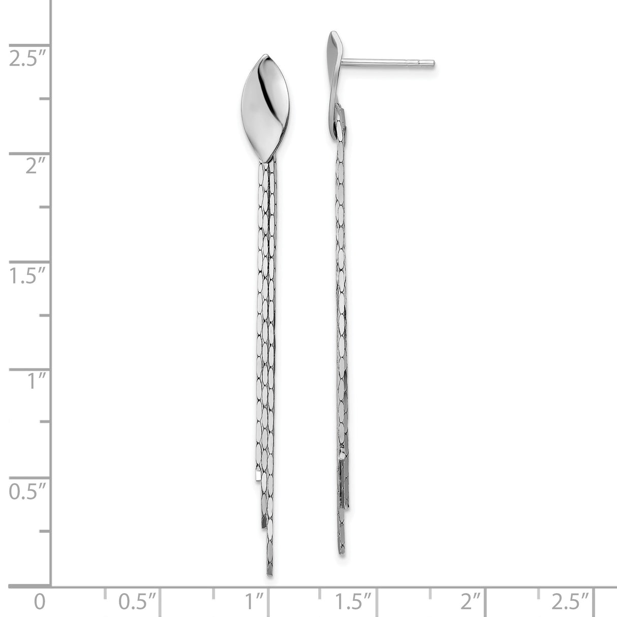 Sterling Silver Dangle Earrings with Marquise Studs and Multi-Strand Tassels, Modern Minimalist Style