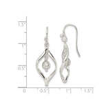 Sterling Silver Dangle Earrings with Open Marquise Twist and Textured Bead Drop Design
