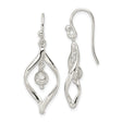 Sterling Silver Dangle Earrings with Open Marquise Twist and Textured Bead Drop Design