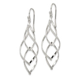 Sterling Silver Dangle Earrings with Twisted Teardrop Shape and Open Loop Design