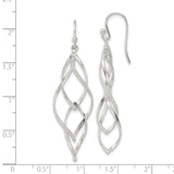 Sterling Silver Dangle Earrings with Twisted Teardrop Shape and Open Loop Design