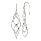 Sterling Silver Dangle Earrings with Twisted Teardrop Shape and Open Loop Design