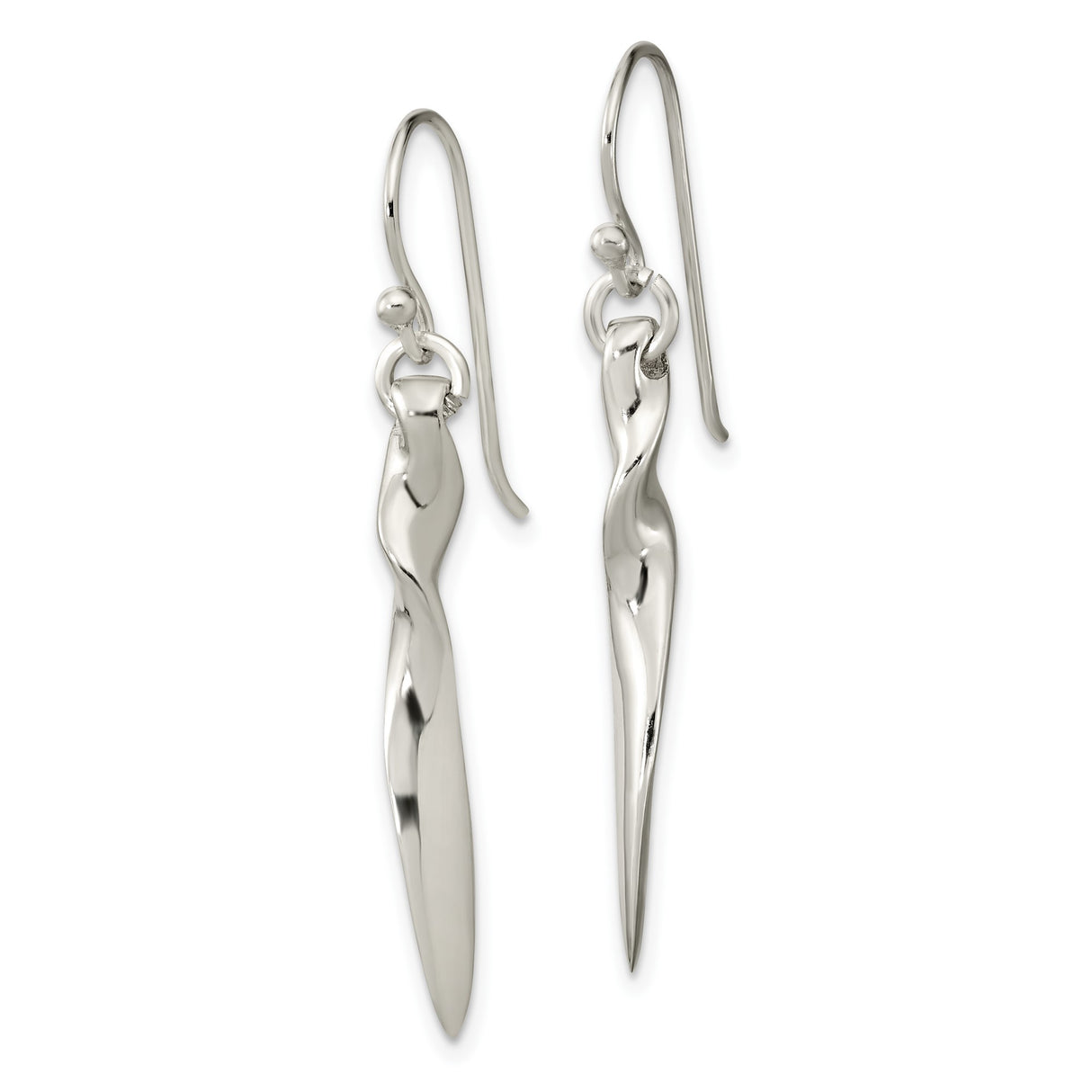 Sterling Silver Dangle Earrings with Twisted Drop Design, Minimalist Bar Style for Women