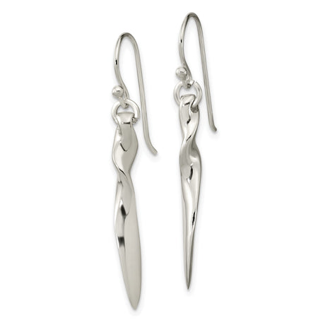 Sterling Silver Dangle Earrings with Twisted Drop Design, Minimalist Bar Style for Women