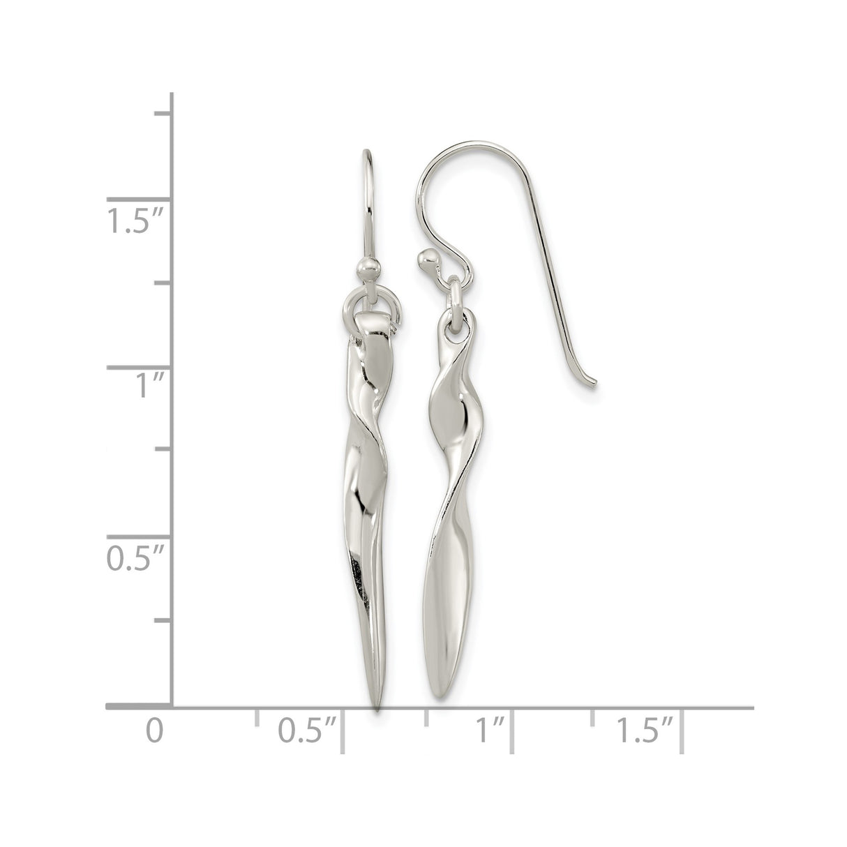 Sterling Silver Dangle Earrings with Twisted Drop Design, Minimalist Bar Style for Women