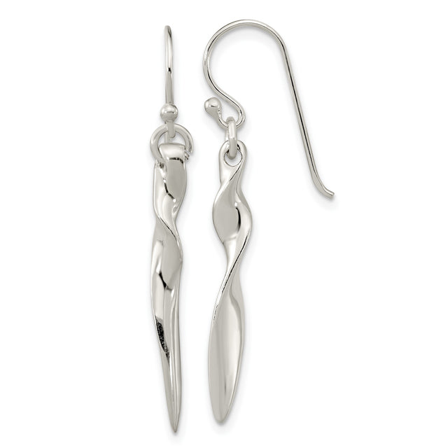 Sterling Silver Dangle Earrings with Twisted Drop Design, Minimalist Bar Style for Women