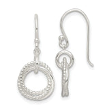 Sterling Silver Dangle Earrings with Interlocking Circle Loop and Beaded Detail
