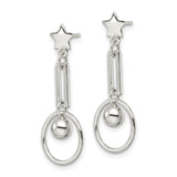 Sterling Silver Dangle Earrings with Geometric Star Stud and Minimalist Abstract Shapes