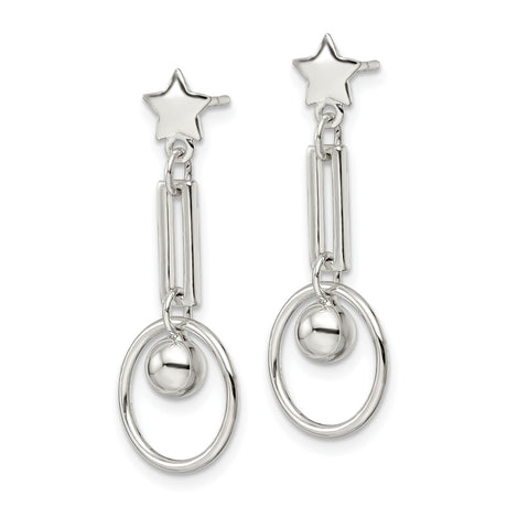 Sterling Silver Dangle Earrings with Geometric Star Stud and Minimalist Abstract Shapes