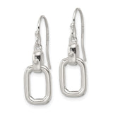 Sterling Silver Dangle Earrings with Polished Rectangle Links, Minimalist Geometric Drop Design