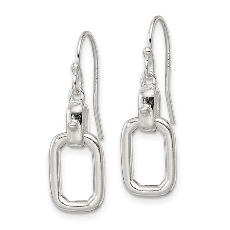 Sterling Silver Dangle Earrings with Polished Rectangle Links, Minimalist Geometric Drop Design