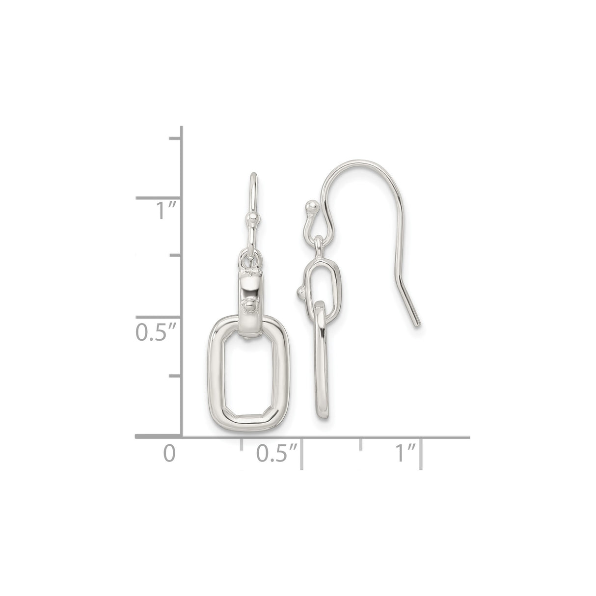 Sterling Silver Dangle Earrings with Polished Rectangle Links, Minimalist Geometric Drop Design