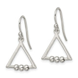 Sterling Silver Drop Earrings with Open Triangle Beaded Design, Minimalist Geometric Style