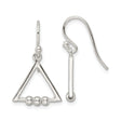Sterling Silver Drop Earrings with Open Triangle Beaded Design, Minimalist Geometric Style